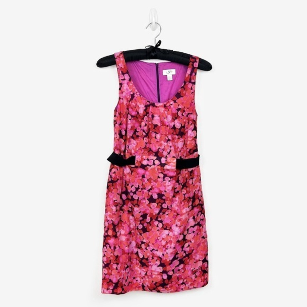 Ann‎ Taylor LOFT Floral Mini Dress Size 4 Pink Red Vibrant Girlcore Date Night